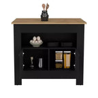 Modern Kitchen Island with 2 Cabinet Doors, Countertop Organizer with 3 Storage Shelves, Kitchen Island Table for Dining Room