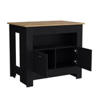 Modern Kitchen Island with 2 Cabinet Doors, Countertop Organizer with 3 Storage Shelves, Kitchen Island Table for Dining Room