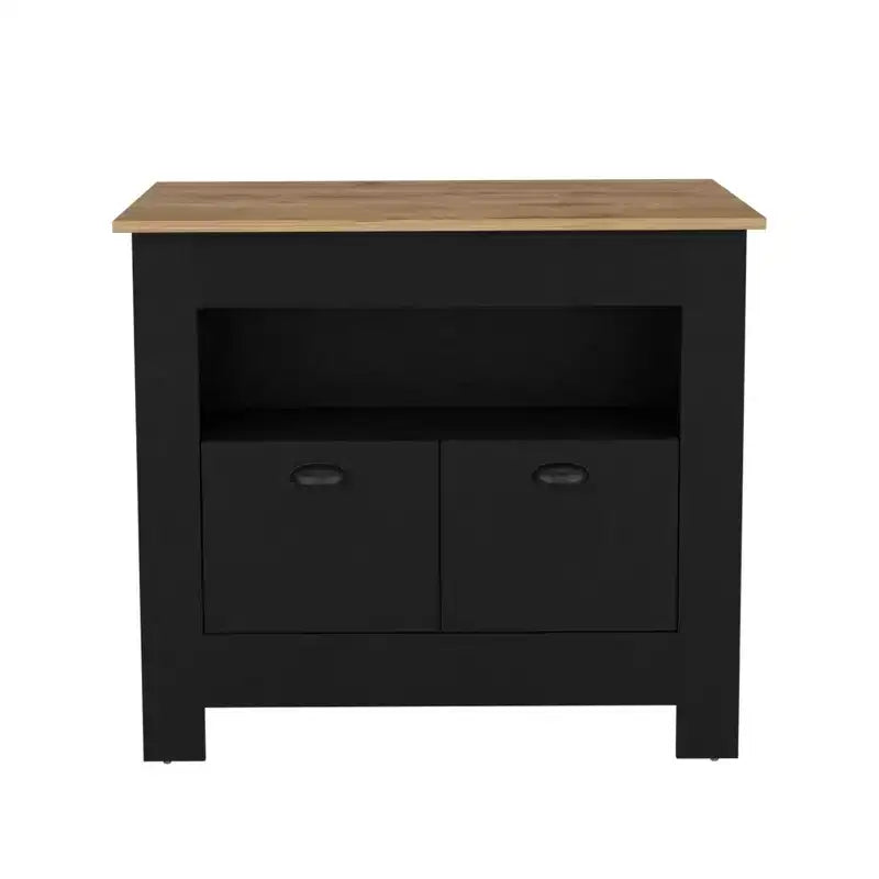 Modern Kitchen Island with 2 Cabinet Doors, Countertop Organizer with 3 Storage Shelves, Kitchen Island Table for Dining Room