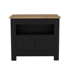 Modern Kitchen Island with 2 Cabinet Doors, Countertop Organizer with 3 Storage Shelves, Kitchen Island Table for Dining Room