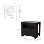 Modern Kitchen Island with 2 Cabinet Doors, Countertop Organizer with 3 Storage Shelves, Kitchen Island Table for Dining Room