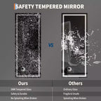 24x32 inch bathroom mirror, dimmable, dual front and rear lights, memory function, anti-fog and shatterproof, can be used horizontally or vertically.