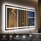 24x32 inch bathroom mirror, dimmable, dual front and rear lights, memory function, anti-fog and shatterproof, can be used horizontally or vertically.