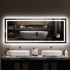 24x32 inch bathroom mirror, dimmable, dual front and rear lights, memory function, anti-fog and shatterproof, can be used horizontally or vertically.