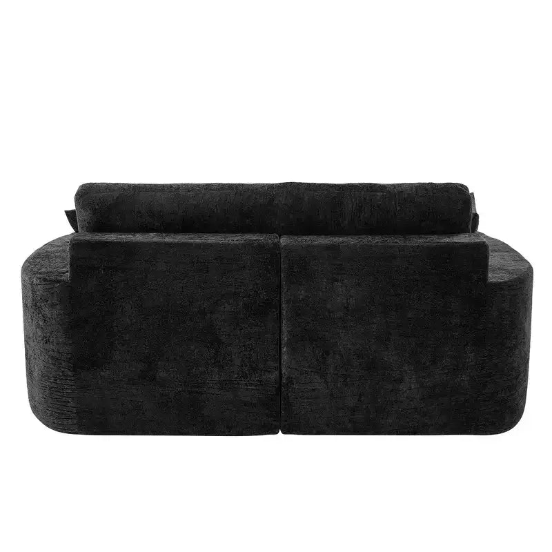 80 Curved Chaise Lounge Sofa & Boneless Couch, Full-Compressed Sofa Bed with Two Cup Holders