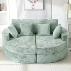 80 Curved Chaise Lounge Sofa & Boneless Couch, Full-Compressed Sofa Bed with Two Cup Holders