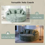 80 Curved Chaise Lounge Sofa & Boneless Couch, Full-Compressed Sofa Bed with Two Cup Holders