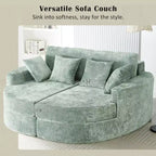 80 Curved Chaise Lounge Sofa & Boneless Couch, Full-Compressed Sofa Bed with Two Cup Holders
