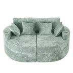 80 Curved Chaise Lounge Sofa & Boneless Couch, Full-Compressed Sofa Bed with Two Cup Holders