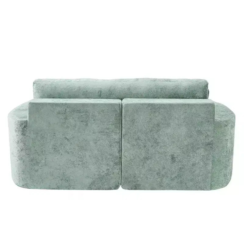 80 Curved Chaise Lounge Sofa & Boneless Couch, Full-Compressed Sofa Bed with Two Cup Holders