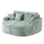 80 Curved Chaise Lounge Sofa & Boneless Couch, Full-Compressed Sofa Bed with Two Cup Holders