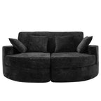 80 Curved Chaise Lounge Sofa & Boneless Couch, Full-Compressed Sofa Bed with Two Cup Holders