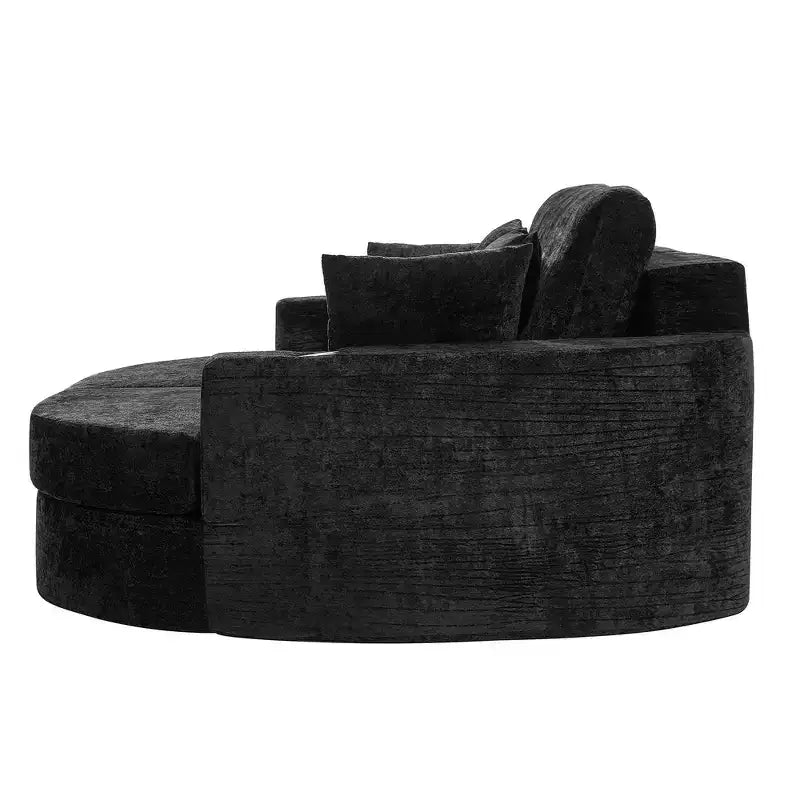80 Curved Chaise Lounge Sofa & Boneless Couch, Full-Compressed Sofa Bed with Two Cup Holders