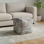 18 Blue Cotton Abstract Pouf Ottoman