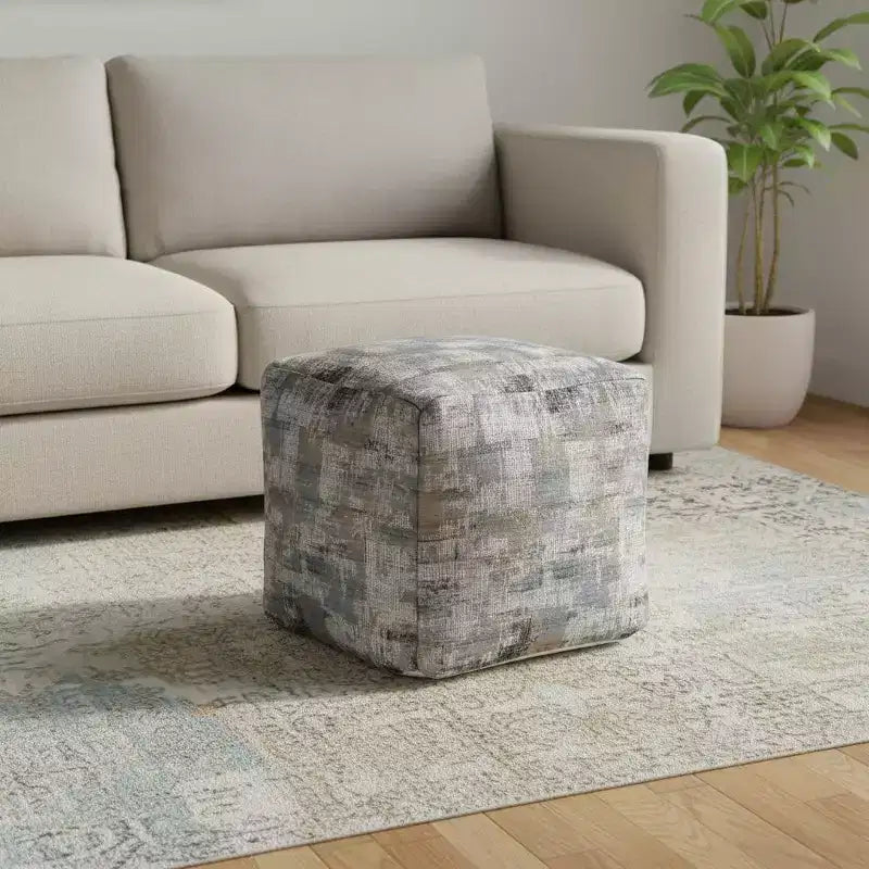 18 Blue Cotton Abstract Pouf Ottoman
