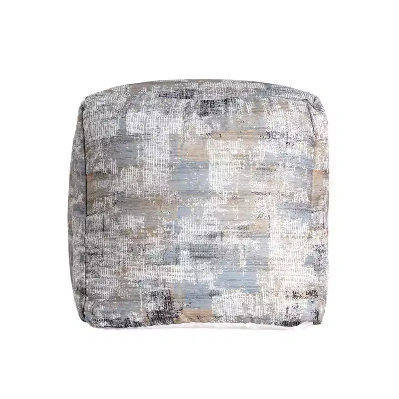 18 Blue Cotton Abstract Pouf Ottoman