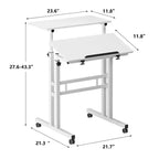 Home Office Small Standing Desk - Adjustable Height Mobile Computer Table with Wheels