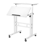 Home Office Small Standing Desk - Adjustable Height Mobile Computer Table with Wheels