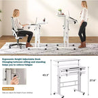 Home Office Small Standing Desk - Adjustable Height Mobile Computer Table with Wheels