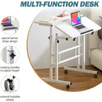 Home Office Small Standing Desk - Adjustable Height Mobile Computer Table with Wheels