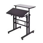 Home Office Small Standing Desk - Adjustable Height Mobile Computer Table with Wheels