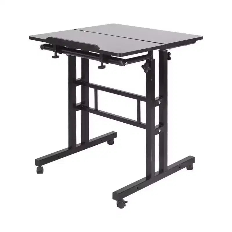 Home Office Small Standing Desk - Adjustable Height Mobile Computer Table with Wheels