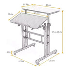 Home Office Small Standing Desk - Adjustable Height Mobile Computer Table with Wheels