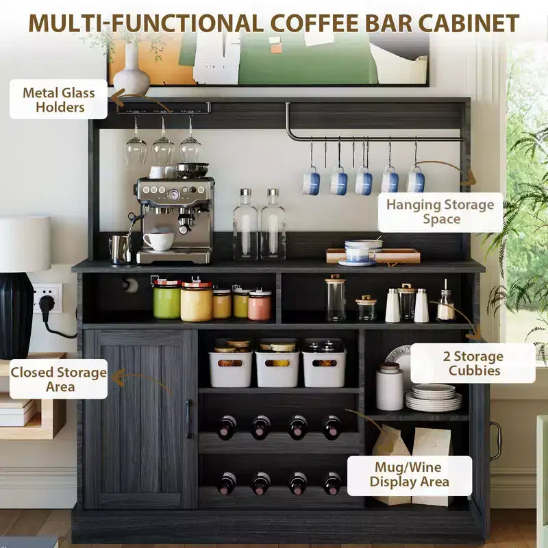 MDF Wine Storage Cabinet, Durable Construction, Suitable for Living Rooms and Dining Rooms with Glassware Rack