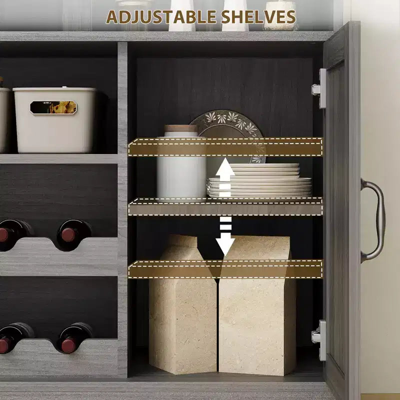MDF Wine Storage Cabinet, Durable Construction, Suitable for Living Rooms and Dining Rooms with Glassware Rack