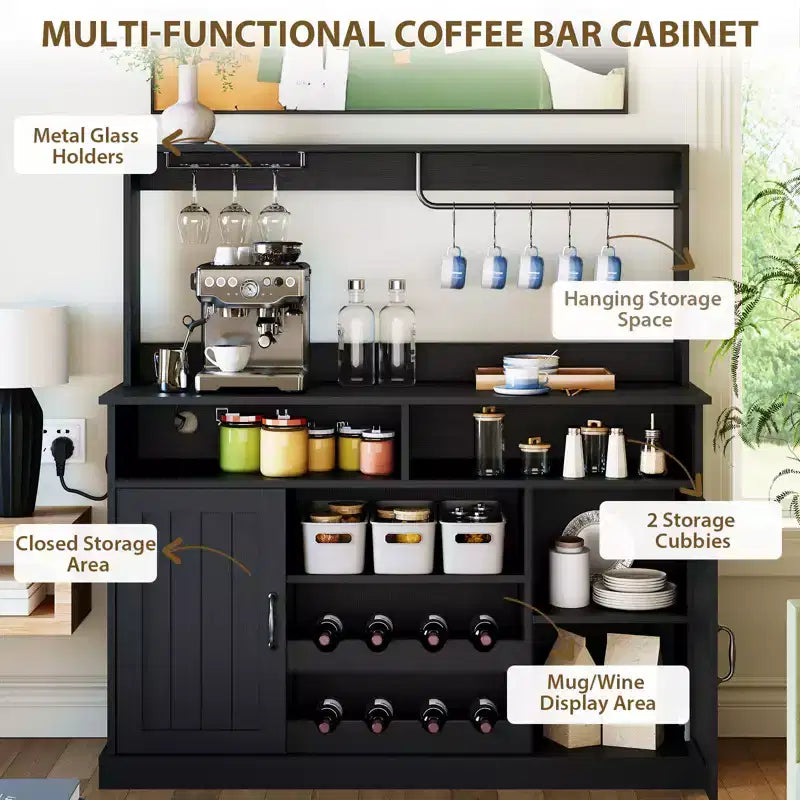 MDF Wine Storage Cabinet, Durable Construction, Suitable for Living Rooms and Dining Rooms with Glassware Rack