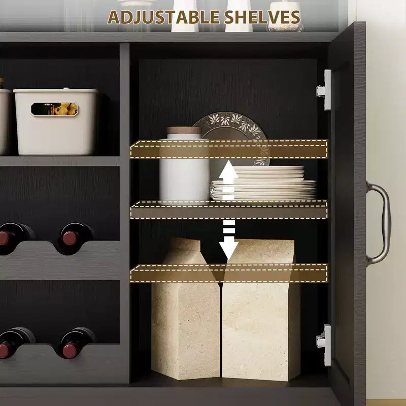 MDF Wine Storage Cabinet, Durable Construction, Suitable for Living Rooms and Dining Rooms with Glassware Rack