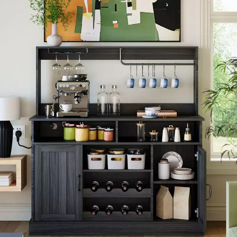 MDF Wine Storage Cabinet, Durable Construction, Suitable for Living Rooms and Dining Rooms with Glassware Rack