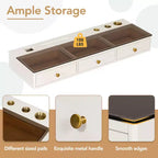 Floating Shelf with Drawer, Multi-Purpose Wall-Mounted Vanity Table, Mounted Desk, Floating Table for Bedroom, Bathroom, White and Golden