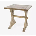 Modern Rustic Distressed Solid Wood End Table with Trestle