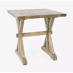 Modern Rustic Distressed Solid Wood End Table with Trestle