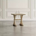 Modern Rustic Distressed Solid Wood End Table with Trestle