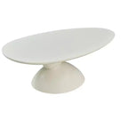 47" Oval Fiberglass Coffee Table with Sculptural Base, Milk White
