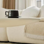 47" Oval Fiberglass Coffee Table with Sculptural Base, Milk White
