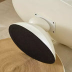 47" Oval Fiberglass Coffee Table with Sculptural Base, Milk White