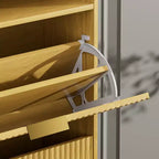 3-Tier Modern Shoe Cabinet with Flip-Down Doors and Open Shelf
