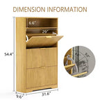 3-Tier Modern Shoe Cabinet with Flip-Down Doors and Open Shelf