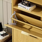 3-Tier Modern Shoe Cabinet with Flip-Down Doors and Open Shelf