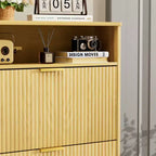 3-Tier Modern Shoe Cabinet with Flip-Down Doors and Open Shelf