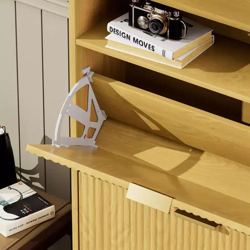 3-Tier Modern Shoe Cabinet with Flip-Down Doors and Open Shelf
