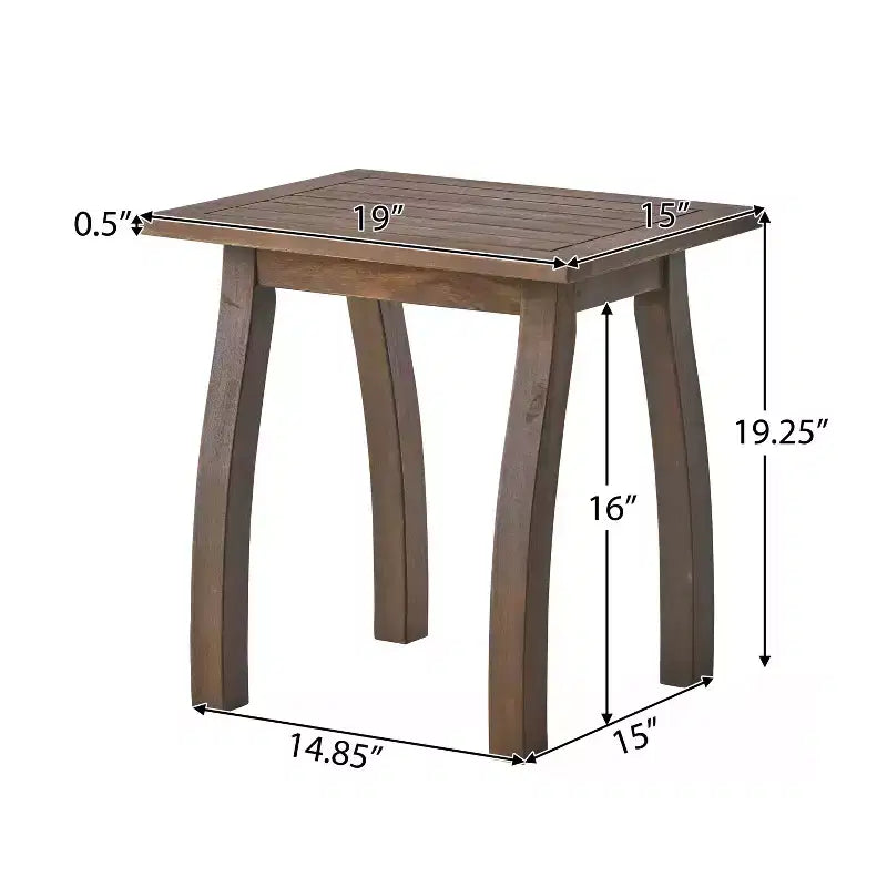 Acacia Wood Outdoor Accent Side Table, Modern End Table for Patio, Backyard, Pool Deck