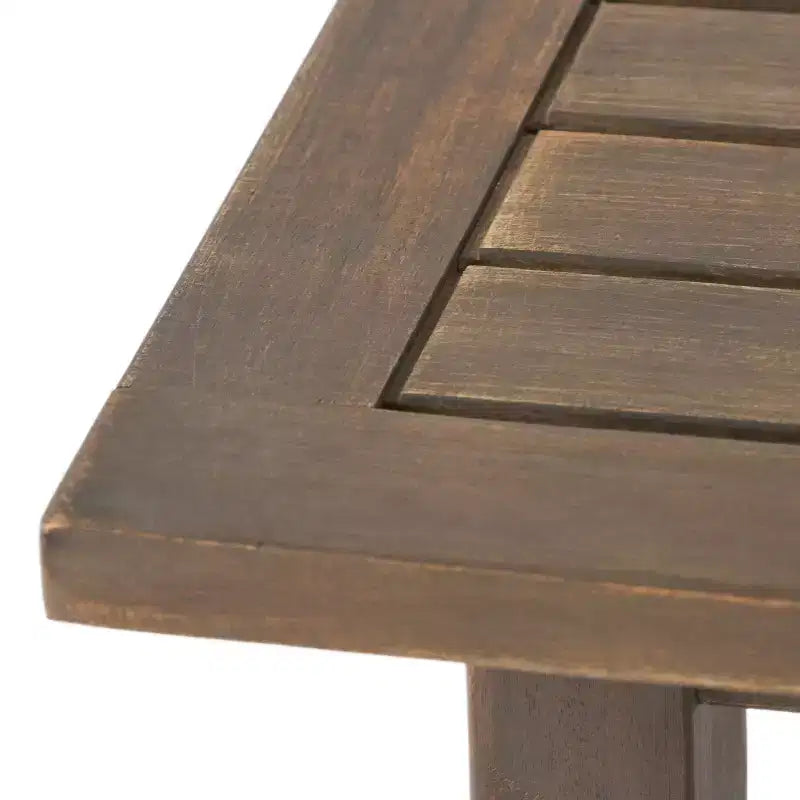Acacia Wood Outdoor Accent Side Table, Modern End Table for Patio, Backyard, Pool Deck