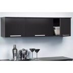Wall Mounted Hutch Black: Laminated Storage, Self-Closing Hinges, Nickel Handles