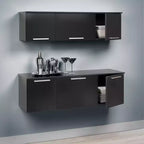 Wall Mounted Hutch Black: Laminated Storage, Self-Closing Hinges, Nickel Handles