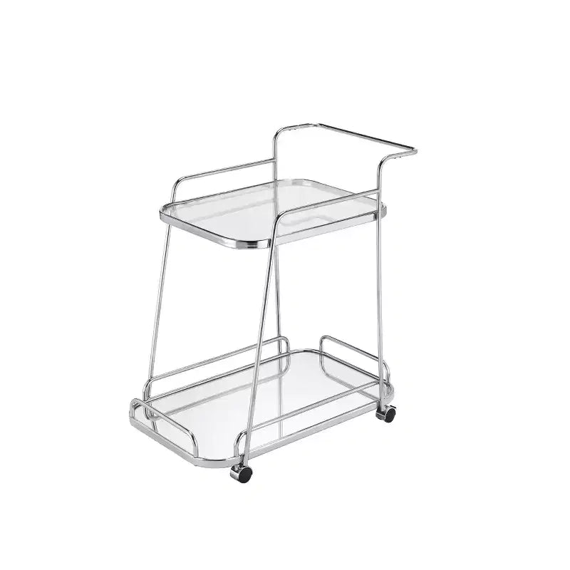 30" Clear Glass Serving Cart Chrome Finish: Beverage & Espresso Cart with Wheels