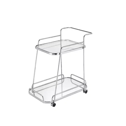 30" Clear Glass Serving Cart Chrome Finish: Beverage & Espresso Cart with Wheels
